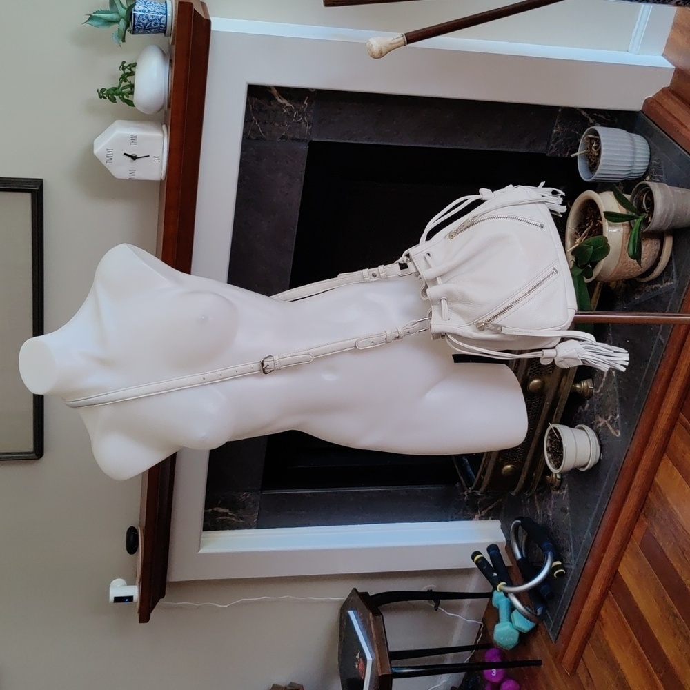 Linea Pelle Italian Leather Crossbody Bag Off White